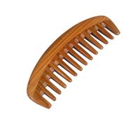 HAKIDZEL Peigne de Massage et Polissage Fin pour Massage Cuir Chevelu en Bois de Santal Marron à Dents Larges Sculpté à Lignes Naturelles pour Confort Quotidien