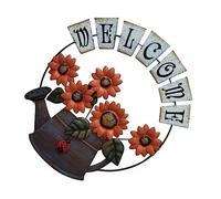 HAKIDZEL pendentif de bienvenue panneau de bienvenue porte d'entrée couronne de tournesol en métal decoration mural décoration mural artisanat de fer de mur ornement suspendu de bienvenue