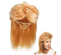 HAKIDZEL Perruque Mulet Blonde Homme Style Années Synthétique Confortable pour Déguisement Halloween Cosplay