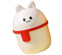 HAKIDZEL Petite Poubelle de Bureau en Plastique Blanc, Capacité Grosse, Légère et Facile à Transporter Cuisine ou Salle de Bain, Style Cartoon Mignon et Pratique