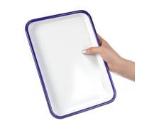 HAKIDZEL Plat à Cake Rectangulaire en Émail Blanc 26x18 Cm, Résistant Cuisson, pour Four et Pâtisserie, Lot de 2 Pièces Pratique et Solide