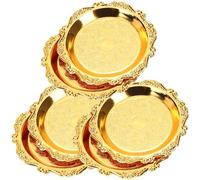 HAKIDZEL Plateau de Service Assiettes Élégantes en Métal Or Vintage 6pcs de 10 Cm, Solide et Confortable pour Apéritifs et Noix pour Maison et Mariage