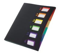 HAKIDZEL Pochettes de Classement en Plastique Noir 6 Compartiments Multi-pages pour Documents et Factures, Organiseur de Fichiers de Bureau Léger et Pratique pour Rangement Administratif