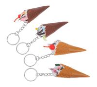 HAKIDZEL Porte-clés Cône Glace Réaliste en Pvc, Lot de 4 Pièces
