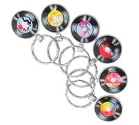 HAKIDZEL Porte-clés Pendentifs Disque Vinyle Vintage Accessoires Multipurpose Chic en Verre et Alliage de Zinc Lot de 6 pour Fête ou Décoration de Bureau