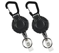 HAKIDZEL Porte-clés Rétractables Multifonctions Haute Élasticité Lot de 2 en Abs et Acier Inoxydable Anti-Perte et Robuste pour Travail et Activités en Plein Air