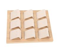 HAKIDZEL Présentoir à Boucles D'oreilles pour Affichage et Organisation en Bambou Beige 9 Emplacements Mobiles, Support de Carte Boutiques ou Magasins de Vêtements