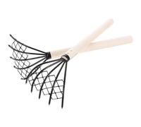 HAKIDZEL Râteau à Main 5 Dents en Fer avec Manche en Bois, Lot de 2 Pièces, Outil Facile à Utiliser pour Creuser Palourdes et Coquillages Plage