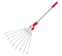 HAKIDZEL Râteau de Jardin en Acier Inoxydable Manche Rétractable, Râteau Multifonction pour Pelouse et Aménagement Paysager, Outil Travail en Extérieur