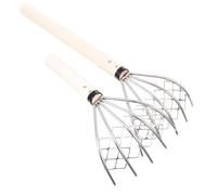 HAKIDZEL Râteau Manuel en Acier Inoxydable 5 Dents Beige, 2 Pièces, Outil Facile à Utiliser pour Cultiver et Ramasser Les Coquillages la Plage