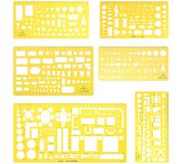 HAKIDZEL Règles à Dessin Gabarits Multifonctions Légères Orange Lot de 6 en Plastique pour Designers et Étudiants pour Dessin Géométrique et Conception en Ingénierie Mécanique