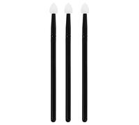 HAKIDZEL Set 3 pinceaux à paupières en silicone avec manche aluminium noir, confortables pour usage féminin en situation de performance ou déplacements