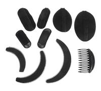 HAKIDZEL Set de 10 Éponges pour Cheveux Volumineux Noirs, Accessoires Coiffure en Mousse Différentes Formes pour Maintien Ferme et Effet Gonflant, Cheveux Fins et Longs