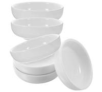 HAKIDZEL Set de 6 Assiettes de Service Rondes en Céramique Blanche, Coupelles pour Sauce et Salade, Adaptées aux Repas et Buffet