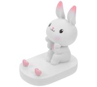 HAKIDZEL Support Téléphone Lapin en Plastique Blanc, Accessoire Bureau Rangement pour Téléphone Portable, Figurine Décorative pour Maison ou Espace de Travail