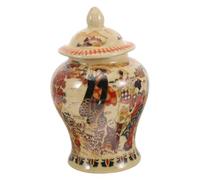 HAKIDZEL Traiter Pot Bocal avec Couvercle Hermétique Pot De Gingembre Chinois Pot De Temple Chinois Vase à Fleurs De Ferme Pots Jaune Rouge Perforation Céramique Pot De Cuisine