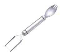 HAKIDZEL Trancheuse à Pastèque en Acier Inoxydable 2-en-1 Spork, Outil Cuisine Robuste et Multifonction pour Préparer Salade et Plateau de Fruits Argenté
