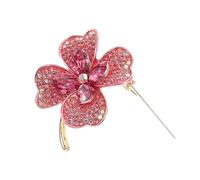 HAKIDZEL Trèfle à Quatre Feuilles Rose en pour Femme Accessoire de Mariée Élégant Petite Épingle Présent Fantaisie pour Anniversaire