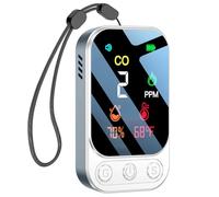 HAKINAKU Détecteur de Monoxyde de Carbone Portable pour Voyage Camping Voiture, Alarme de CO Portatif, Mesureur de Monoxyde de Carbone avec Batterie Rechargeable Intégrée, Gris, HD09