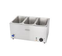 Hakka Bain-Marie Professionnel avec 3 x GN1/3, Chauffe-Plats Électrique Professionnel avec Robinet de Vidange pour Buffet/Traiteur/Restaurant, Température réglable 30-85 °C
