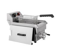 Hakka Friteuse Électrique Professionnelle, 6 Litres Grande Capacité en Acier Inoxydable avec Égouttoir, Panier de Friture et Couvercle, Cuve Simple 2000W pour Usage Commercial
