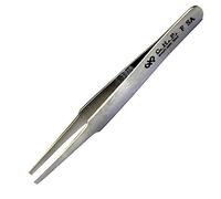 Hakko CHP F-SA Stainless Steel Non-Magnetic Precision Tweezers with Curved Tines and Flat Tips, 4-3/4" Length