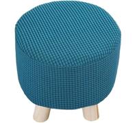 Haklein Lot de 2 housses de tabouret rondes en velours extensible, amovible et lavable avec base élastique, protection douce contre la poussière et la poussière pour repose-pieds (turquoise)