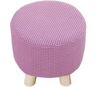 Haklein Lot de 2 housses de tabouret rondes en velours extensible, amovible et lavable avec base élastique, protection douce contre la poussière pour repose-pieds (violet)