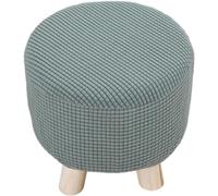 Haklein Lot de 2 housses de tabouret rondes en velours extensible, amovible et lavable avec base élastique, protection douce contre la poussière pour repose-pieds (vert pois)
