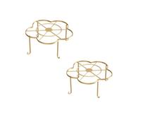 Haklein Lot de 2 supports de pot de fleurs en métal robustes pour intérieur ou extérieur, jardin, terrasse, antirouille (2 pièces, grand, doré)