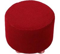 Haklein Lot de 4 housses de tabouret rondes en velours extensible, amovible et lavable avec base élastique, protection douce et anti-poussière pour repose-pieds (rouge)