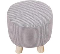 Haklein Lot de 4 housses de tabouret rondes en velours extensible, amovible et lavable avec base élastique, protection douce et anti-poussière pour repose-pieds (gris clair)
