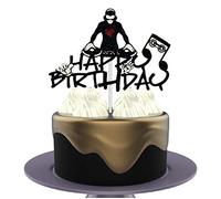 HAKPUOTR Décoration de gâteau d'anniversaire DJ « Happy Birthday », décoration de gâteau hip-hop, fournitures de fête sur le thème disco, fournitures de fête d'anniversaire sur le thème rock DJ