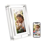 HAKRDRDO Frameo Cadre Photo numérique Intelligent WiFi en Acrylique avec écran Tactile IPS LCD, Rotation Automatique Portrait et Paysage, mémoire intégrée de 32 Go, Choix de Cadre Photo numérique en