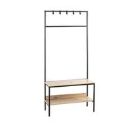HAKU Armoire debout chêne clair, noir, MDF, Métal - Dim.: L 80 x H 180 x P 35 cm, Style: Moderne
