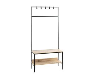 HAKU Armoire debout chêne clair, noir, MDF, Métal - Dim.: L 80 x H 180 x P 35 cm, Style: Moderne