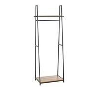 HAKU Armoire Debout chêne, Noir, MDF, métal - Dim.: L 68 cm x H 166 cm x P 40 cm, Style: Modern