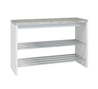 HAKU Banc à Chaussures Aspect béton, Chrome Blanc, Banc Servant de Meuble à Chaussures, Banc d'entrée, MDF et métal - Dimensions : L 81 x H 55 x P 30 cm Style : Moderne