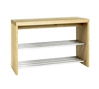 HAKU Banc à Chaussures, Chrome et placage en chêne véritable, étagère à Chaussures avec Assise, Banc d'entrée, MDF, métal, Panneau alvéolaire - Dimensions : L 81 x H 55 x P 30 cm Style : Moderne