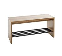HAKU Banc chêne, Noir, MDF, métal - Dim.: L 80 cm x H 40 cm x P 30 cm, Style: Modern
