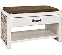 HAKU Banc à Chaussures Motif Vintage, étagère à Chaussures en MDF avec Assise rembourrée en Tissu - Dimensions : L 72 x H 42 x P 38 cm Style : Industrial