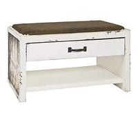 HAKU Banc à Chaussures, Motif Vintage, étagère à Chaussures en MDF, Banc rembourré, Tissu - Dimensions : L 72 x H 43 x P 40 cm Style : Industriel