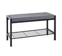 HAKU Banc à Chaussures rembourré Gris Noir, étagère à Chaussures en métal avec Assise rembourrée en Tissu - Dimensions : L 80 x H 48 x P 32 cm Style : Moderne