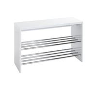 HAKU Banc chromé, Blanc, MDF, métal - Dim.: L 81 cm x H 55 cm x P 30 cm, Style: Modern