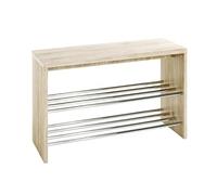 HAKU Banc chromé, chêne San Remo, MDF, métal - Dim.: L 81 cm x H 55 cm x P 30 cm, Style: Modern
