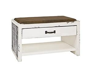 HAKU Banc Motif, Vintage, MDF, recouvrement Tissu - Dim.: L 72 cm x H 42 cm x P 38 cm, Style: Industrial