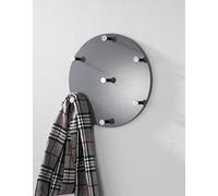 HAKU Barre à crochets grise chrome MDF métal patère murale ronde avec 7 crochets P 5 cm x Ø 35 cm Style: Modern
