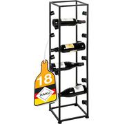 HAKU Casier à Bouteilles étroit pour 18 Bouteilles, Noir, métal - Dimensions : L 26 x H 104 x P 24 cm, Style : Moderne