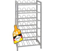 HAKU Casiers à Bouteilles 24 Bouteilles Portes Bouteilles Rangement Bouteilles de vin Gris argenté, métal - Dimensions : L 34 x H 72 x P 22 cm, Style : Moderne