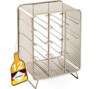 HAKU Casiers à Bouteilles dorés 12 Bouteilles, casiers à vin en métal perforé - Dimensions : L 30 x H 46 x P 24 cm, Style : Art déco